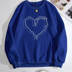 KOD ADR-SHEN EZwear Heart And Letter Graphic Thermal Lined Sweatshirt