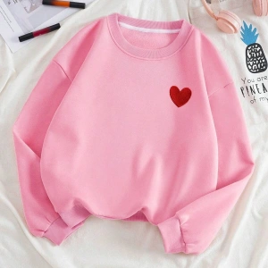 KOD ADR-SHEN EZwear Heart Print Lined Sweatshirt BEBE MAVİ