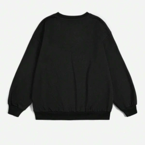 KOD ADR-SHEN EZwear Rhinestone Skeleton Finger Pattern Drop Shoulder Sweatshirt Siyah