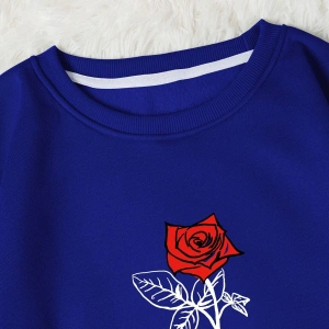 KOD ADR-SHEN EZwear Rose & Slogan Graphic Thermal Pullover