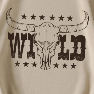 KOD ADR-SHEN LUNE Cattle & Letter Graphic Thermal Lined Sweatshirt