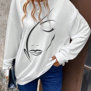 KOD ADR-SHEN LUNE Figure Graphic Drop Shoulder Sweatshirt Beyaz