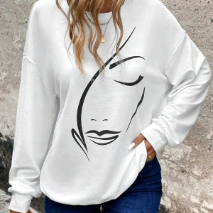 KOD ADR-SHEN LUNE Figure Graphic Drop Shoulder Sweatshirt Beyaz