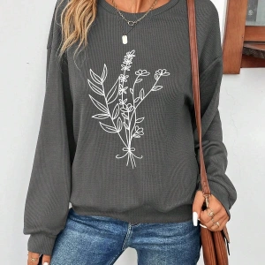 KOD ADR-SHEN LUNE Floral Print Drop Shoulder Sweatshirt Gri