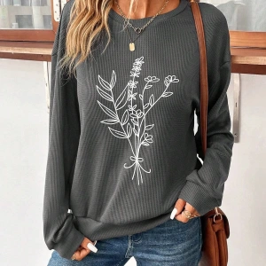 KOD ADR-SHEN LUNE Floral Print Drop Shoulder Sweatshirt Gri