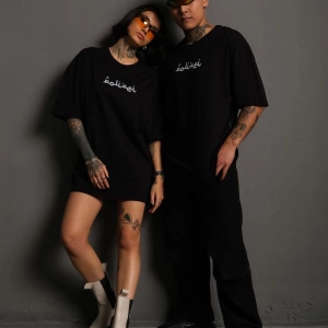 KOD:IZEI Unisex Arapça Baskılı Pamuklu T-shirt PLZ--1022