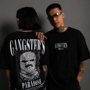 KOD:IZEI - Unisex Gangster Paradıse Baskılı Pamuklu T-shirt P--1014