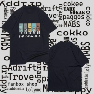Kod Presss Unisex Siyah American Adult Cartoon Series Friends T-shirt 301142tt
