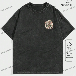 KOD Trend Anime erkek Anime Ejderha Baskı Yuvarlak Yaka Tişört, İlkbahar ve Yaz Aylarında Günlük