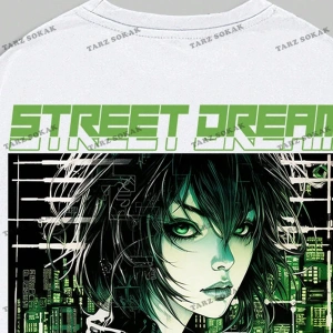 KOD Trend Anime Erkekler Beyaz Karikatür Baskılı Sırt Tasarımlı Kısa Kollu Tişört