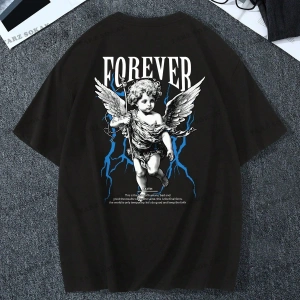 KOD Trend EMRG Erkek Melek Desenli Yuvarlak Yaka Tişört