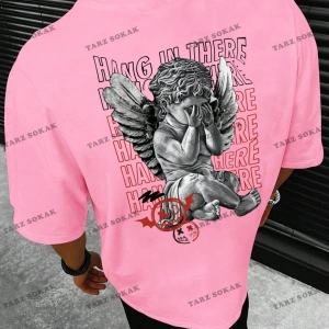 KOD Trend EMRG Erkek Melek ve Mektup Baskılı Tişört