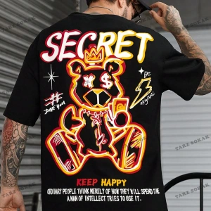 KOD Trend EMRG Erkek Sloganlı ve Karikatür Grafikli Büyük Boy Tişört