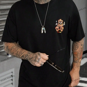 KOD Trend EMRG Erkek Sloganlı ve Karikatür Grafikli Büyük Boy Tişört