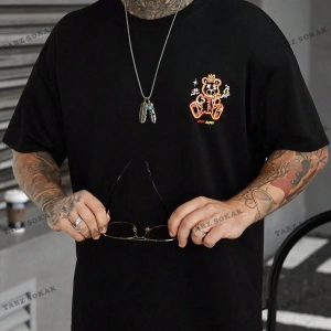 KOD Trend EMRG Erkek Sloganlı ve Karikatür Grafikli Büyük Boy Tişört