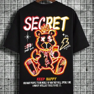 KOD Trend EMRG Erkek Sloganlı ve Karikatür Grafikli Büyük Boy Tişört