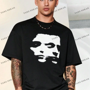 KOD Trend EMRG Loose Fit Erkek Grafik Grafik Düşük Omuz Tişört