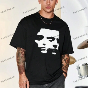 KOD Trend EMRG Loose Fit Erkek Grafik Grafik Düşük Omuz Tişört