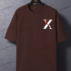 KOD Trend EMRG Loose Fit Erkek Mektup Baskı Damla Omuz Tişört