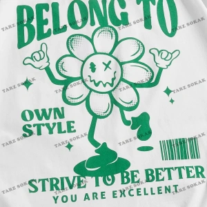 KOD Trend EMRG Yazılı ve Karikatür Grafikli Bol Kesim Erkek Tişörtü