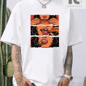 KOD Trend Erkek Beyaz Yuvarlak Yaka Baskılı T-shirt