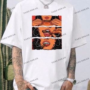 KOD Trend Erkek Beyaz Yuvarlak Yaka Baskılı T-shirt