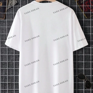 KOD Trend Erkek Beyaz Yuvarlak Yaka Baskılı T-shirt