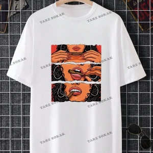 KOD Trend Erkek Beyaz Yuvarlak Yaka Baskılı T-shirt