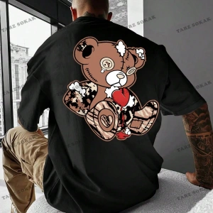 KOD Trend Erkek Büyük Beden Ayı Baskılı T-Shirt