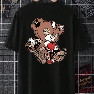 KOD Trend Erkek Büyük Beden Ayı Baskılı T-Shirt