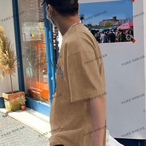 KOD Trend Erkek Düşük Omuzlu Kedi Baskılı Sloganlı T-Shirt