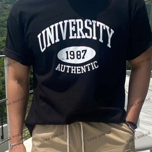 KOD Trend Erkek Harfli Grafik Tişört