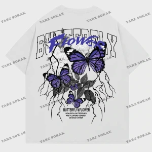KOD Trend Erkek Kelebek & Çiçek Grafikli Tişört