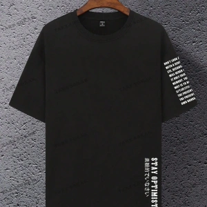 KOD Trend Erkek Sloganlı Düşük Omuz Oversize Tişört