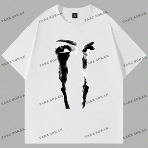 KOD Trend Goth Erkek Figür Grafik Damla Omuz Tişört