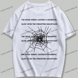 KOD Trend Grunge Punk Erkek Örümcek Mektup Grafikli Tişört