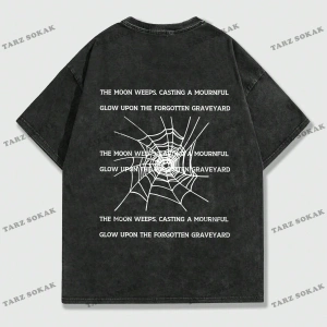 KOD Trend Grunge Punk Erkek Örümcek Mektup Grafikli Tişört