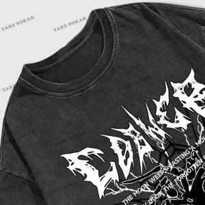 KOD Trend Grunge Punk Erkek Örümcek Mektup Grafikli Tişört