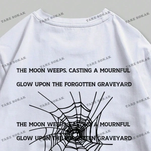 KOD Trend Grunge Punk Erkek Örümcek Mektup Grafikli Tişört