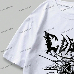 KOD Trend Grunge Punk Erkek Örümcek Mektup Grafikli Tişört