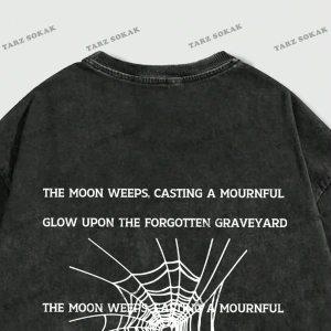 KOD Trend Grunge Punk Erkek Örümcek Mektup Grafikli Tişört