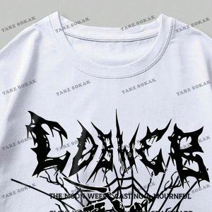 KOD Trend Grunge Punk Erkek Örümcek Mektup Grafikli Tişört