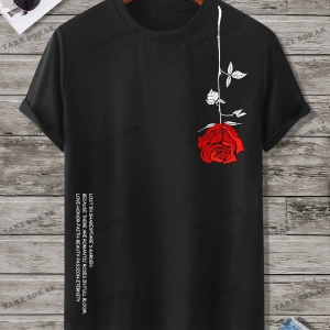 KOD Trend Homme Erkek Çiçek & Slogan Grafikli Tişört