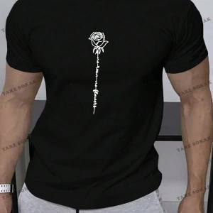 KOD Trend Homme Erkek Çiçek ve Harf Grafikli Tişört