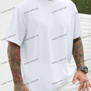 KOD Trend Homme Erkek Plus Katı Yuvarlak Yaka Tişört