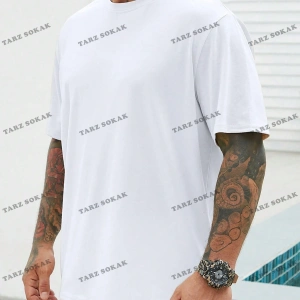 KOD Trend Homme Erkek Plus Katı Yuvarlak Yaka Tişört