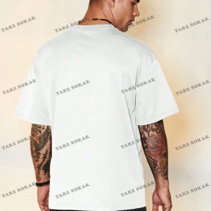 KOD Trend Hypemode Baskılı Karakterli Erkek Gevşek Düşük Omuz Tişört