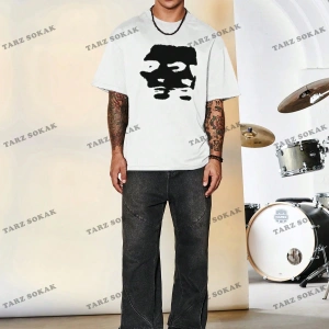 KOD Trend Hypemode Baskılı Karakterli Erkek Gevşek Düşük Omuz Tişört