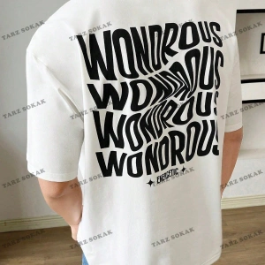 KOD Trend Hypemode Erkek Loose-Fit Letter Grafik Örme Tişört