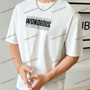 KOD Trend Hypemode Erkek Loose-Fit Letter Grafik Örme Tişört